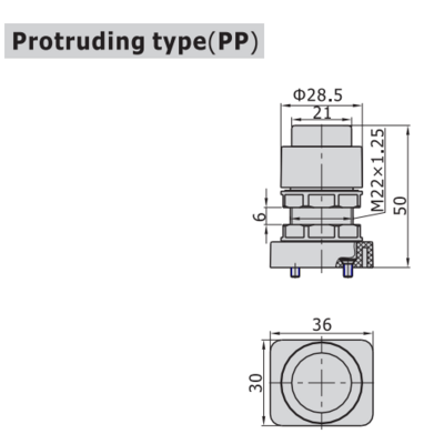 M3PP21006RT AIRTAC MANUAL VALVES, M3 SERIES PROTRUDING TYPE<BR>3 WAY 2 POSITION N.C, 1/8" NPT PORTS RED BUTTON